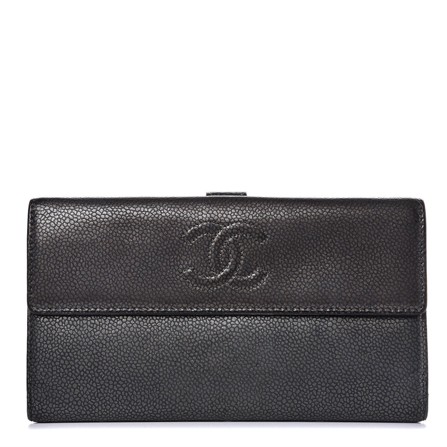 Chanel Metallic Caviar Timeless CC Large Gusset Flap Wallet Dark Silver 1 of 15