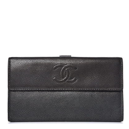 Chanel Metallic Caviar Timeless CC Large Gusset Flap Wallet Dark Silver 1 of 15