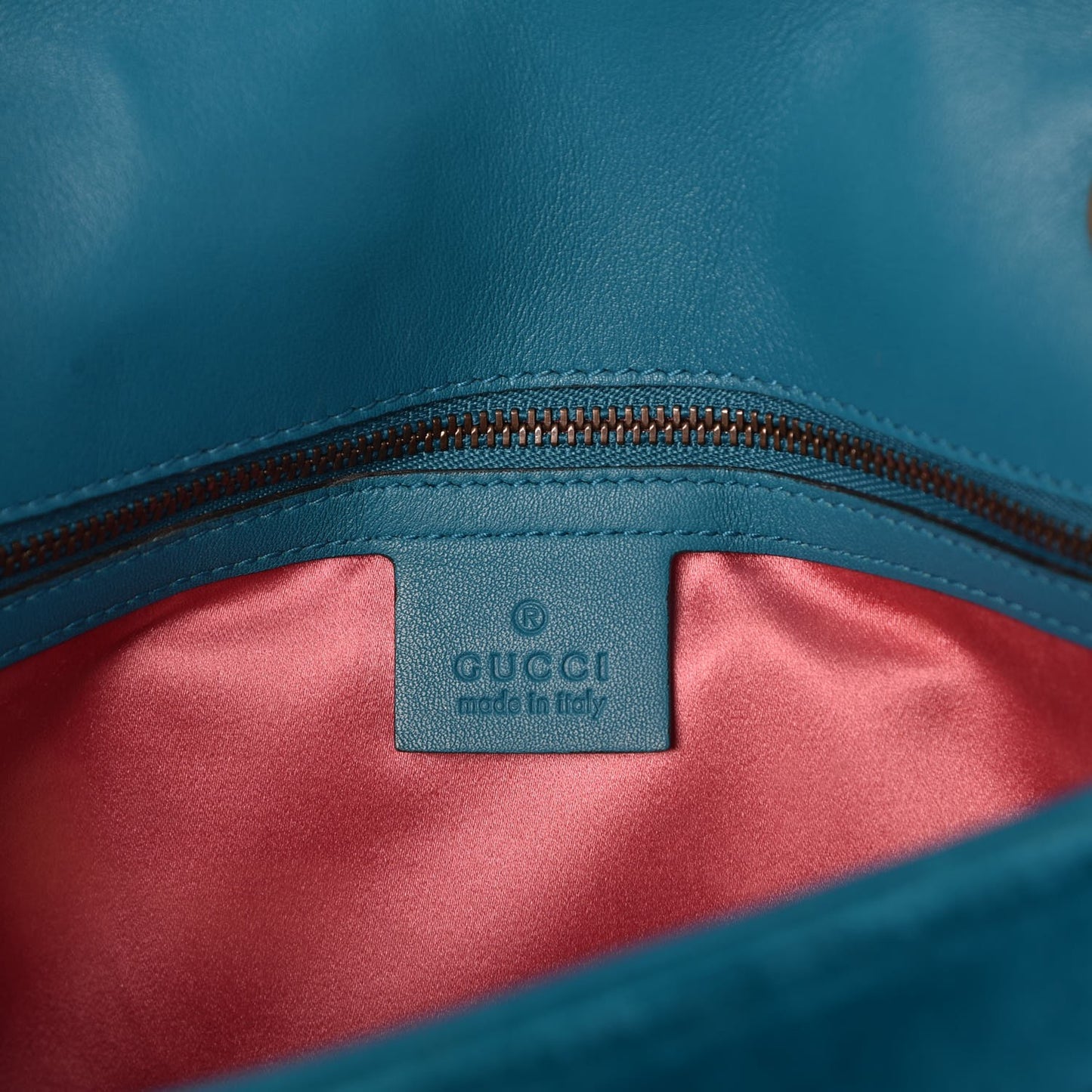 Velvet Matelasse Small GG Marmont Shoulder Bag Pavone Cyan