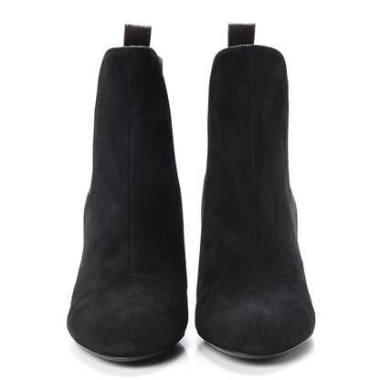 Louis Vuitton Suede Monogram Uniformes Cap Toe Chelsea 75mm Ankle Boots 36.5 Black 2 of 7