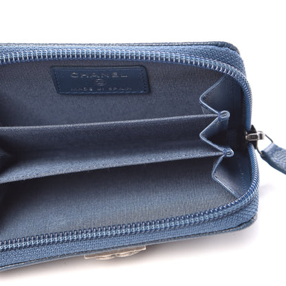 Chanel Caviar Quilted Boy Zip Around Coin Purse Wallet Dark Blue 5 of 7