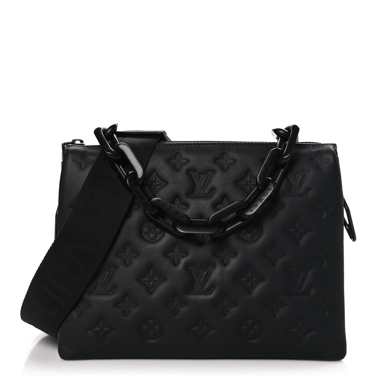 Louis Vuitton Matte Lambskin Embossed Monogram Black Out Coussin