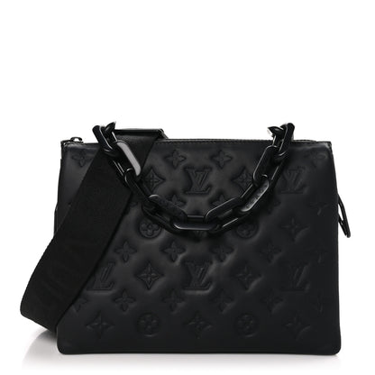 Louis Vuitton Matte Lambskin Embossed Monogram Black Out Coussin PM All Black 1 of 12
