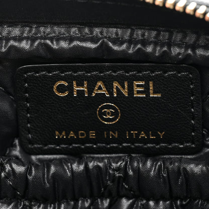 Chanel Lambskin Quilted Small Curvy Pouch Cosmetic Case Black 6 of 10