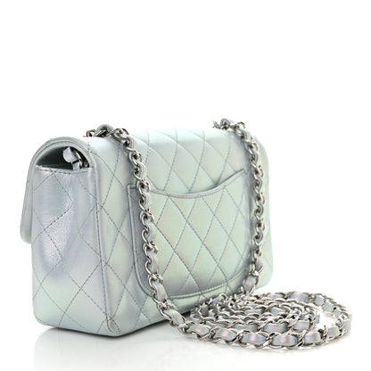 Chanel Iridescent Calfskin Quilted Mini Rectangular Flap Light Blue 4 of 14