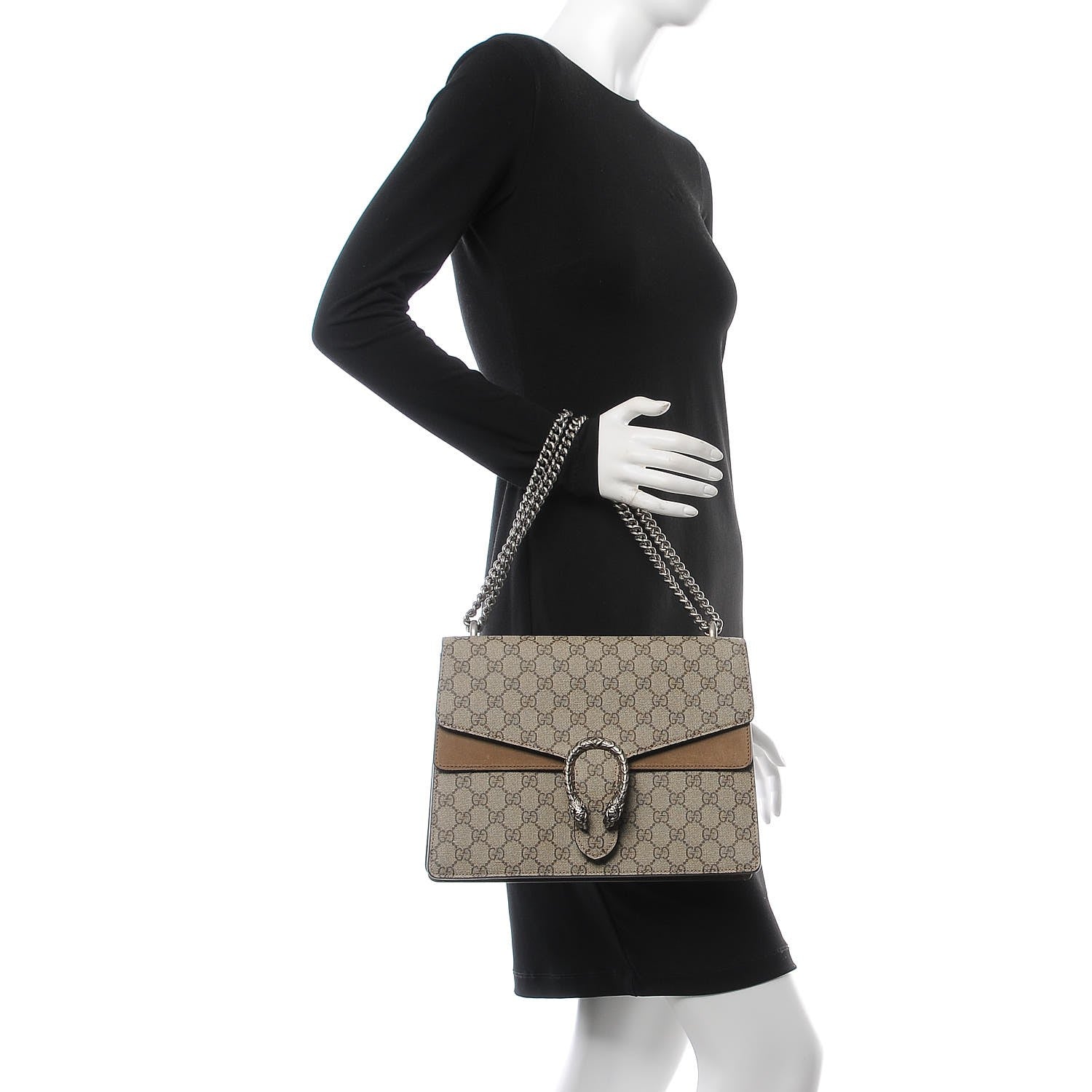 Gucci GG Supreme Monogram Medium Dionysus Shoulder Bag Taupe 2 of 10