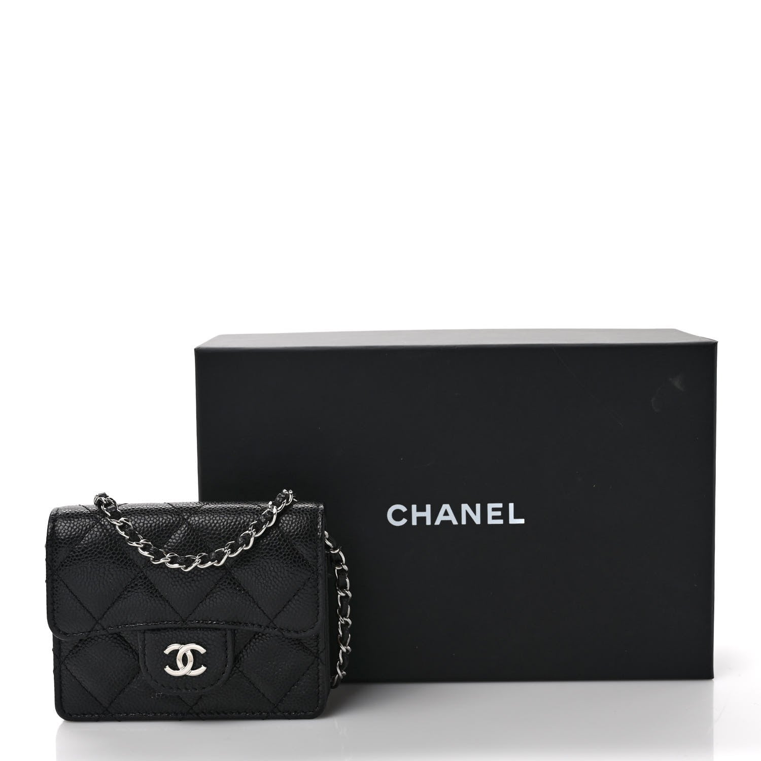 Chanel Caviar Quilted Flap Card Holder On Chain Black 9 of 9
