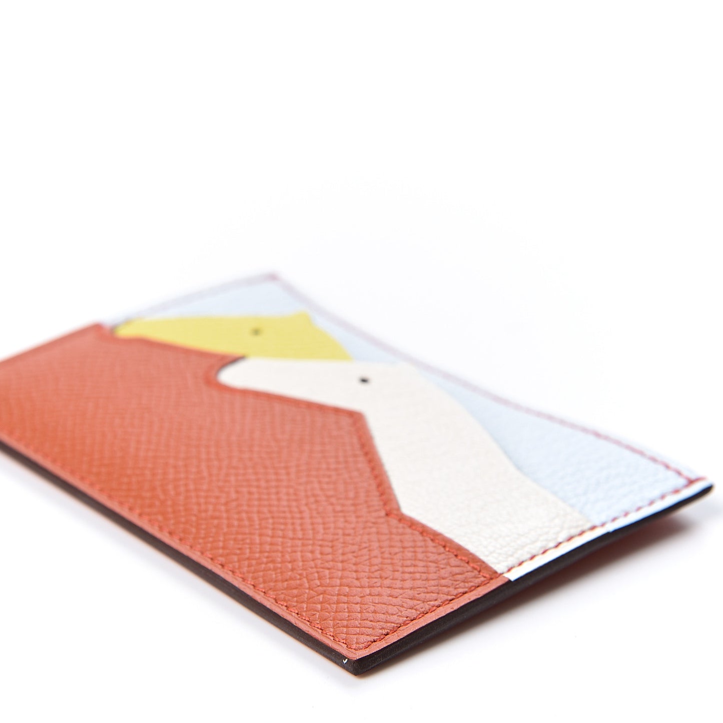 Epsom Chevre Mysore Les Petits Chevaux Card Holder Terre Battue Lime Bleu Brume Nata