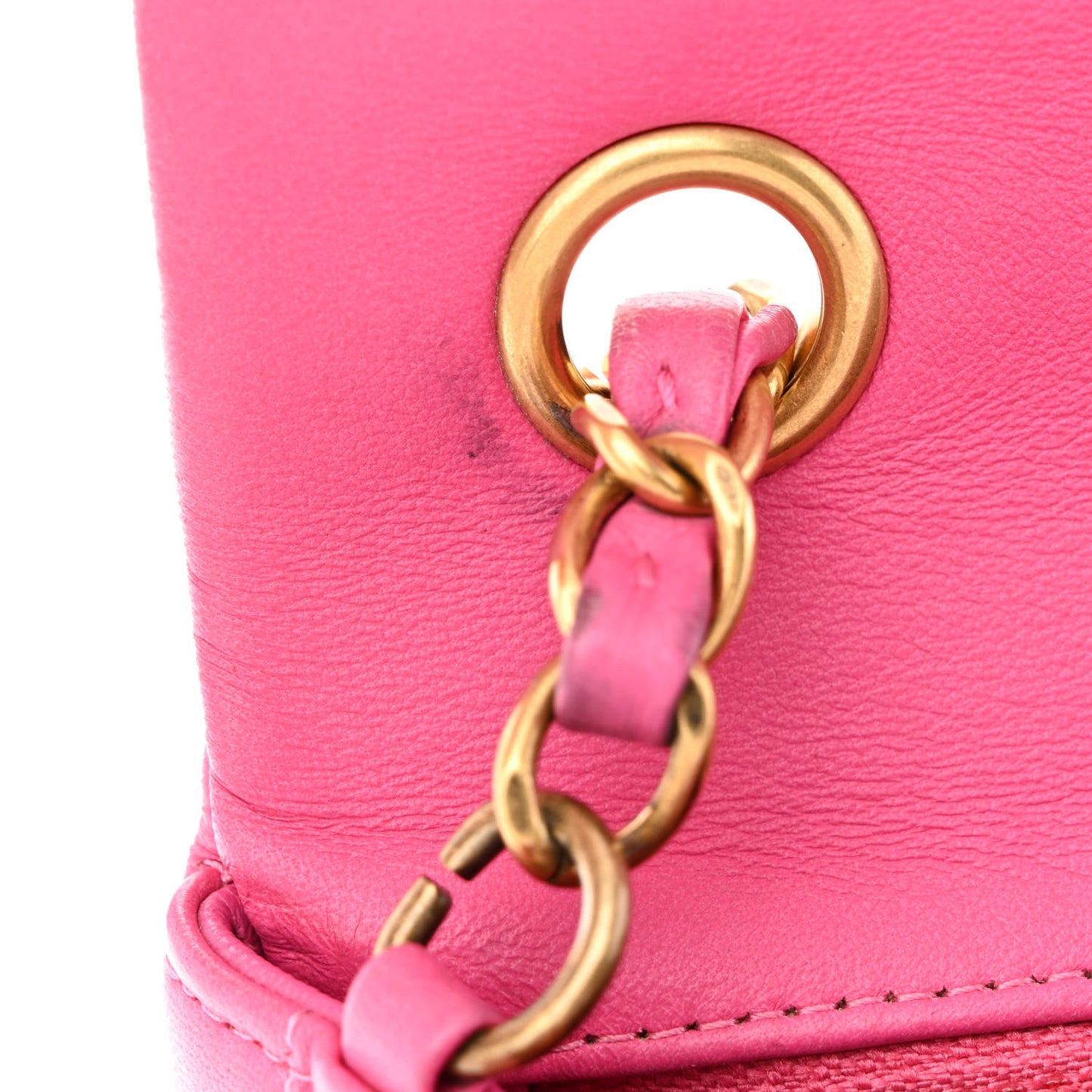 Lambskin Chevron Quilted Mini Rectangular Flap Dark Pink