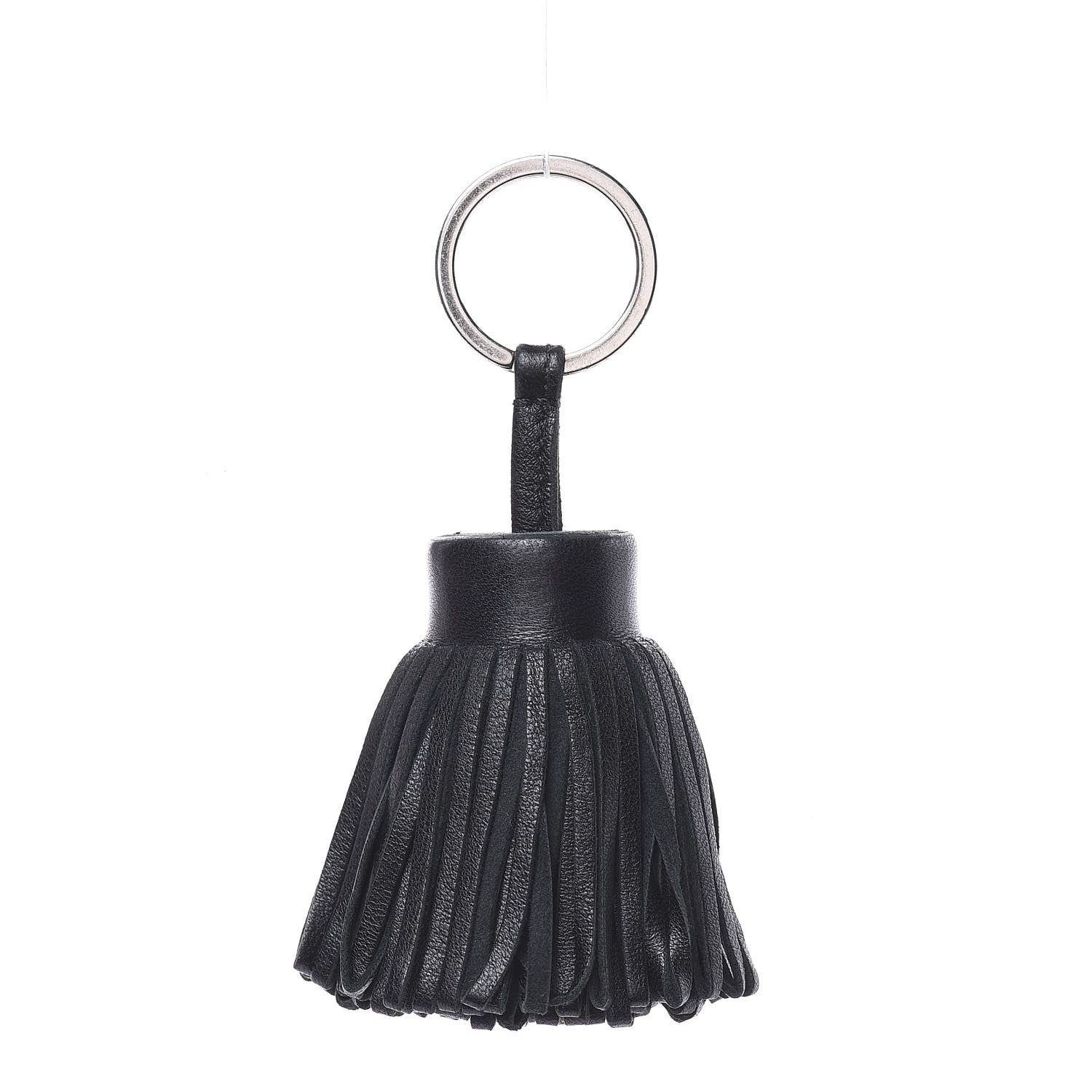 Hermes Lambskin Carmen Tassel Key Holder Black 1 of 4