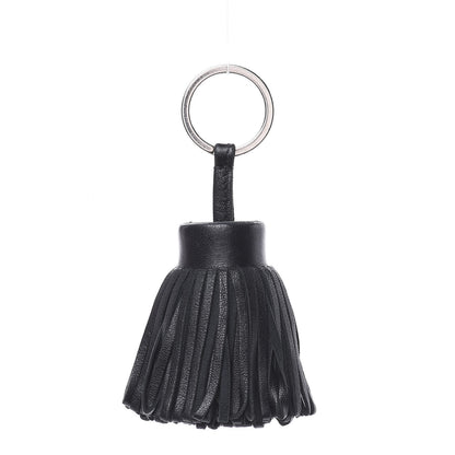 Hermes Lambskin Carmen Tassel Key Holder Black 1 of 4
