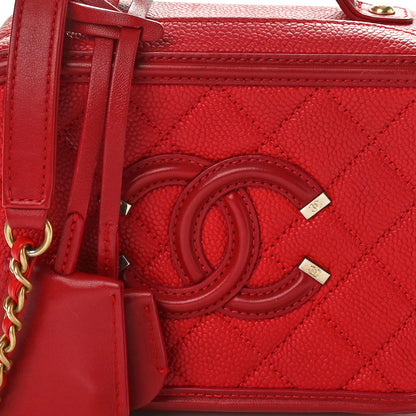 Chanel Caviar Quilted Small CC Filigree Vanity Case Red 8 of 10