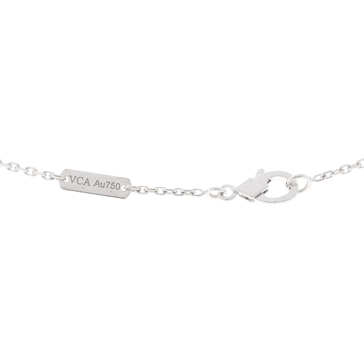 Van Cleef & Arpels 18K White Gold Diamond Vintage Alhambra Pendant Necklace 4 of 5