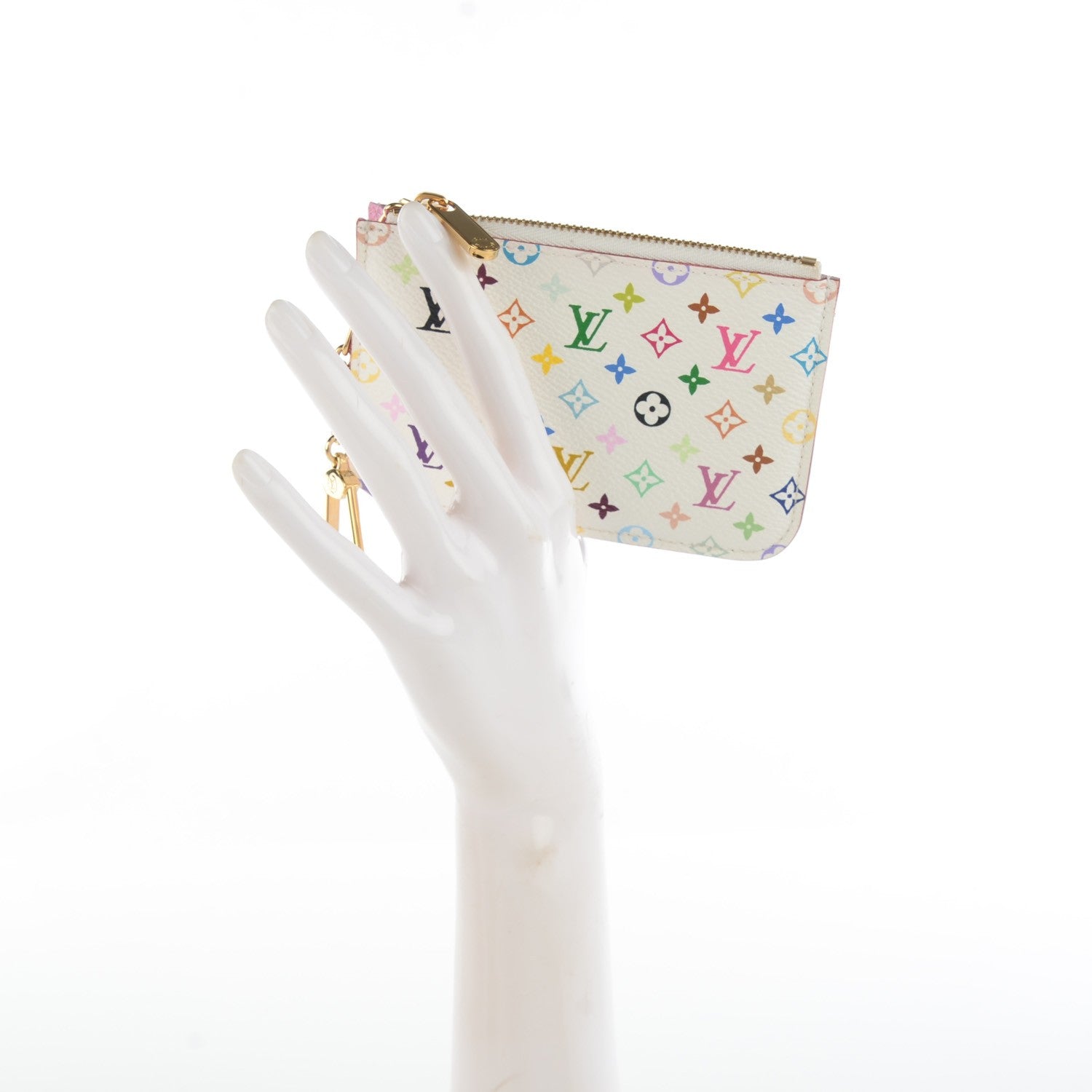Louis Vuitton Monogram Multicolor Key Pouch White Litchi 2 of 7
