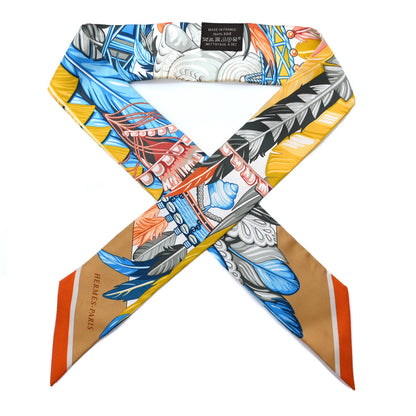 Hermes Silk La Danse Pacifique Twilly Jaune D'Or Kaki Orange 1 of 4