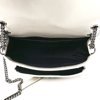 Saint Laurent Crinkled Calfskin Matelasse Monogram Baby Niki Chain Satchel White 5 of 13