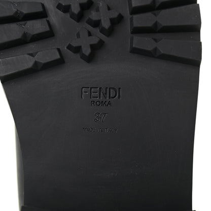 Fendi Vitello Stretch Fabric Logo Tape Rockoko Promenade 50mm Biker Boots 37 Black Yema 6 of 6