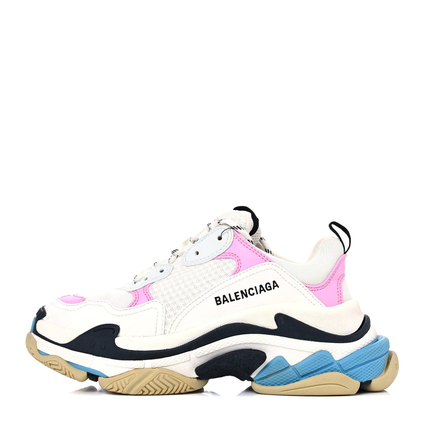 Fabric Mesh Washed Effect Womens Triple S Sneakers 38 Pink White Blue
