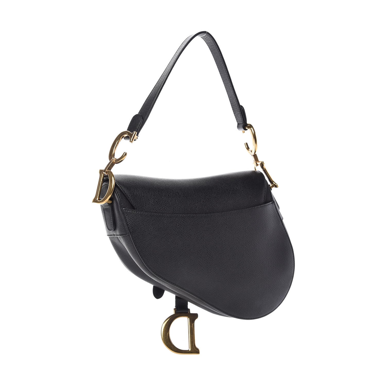 Grained Calfskin Saddle Bag Black