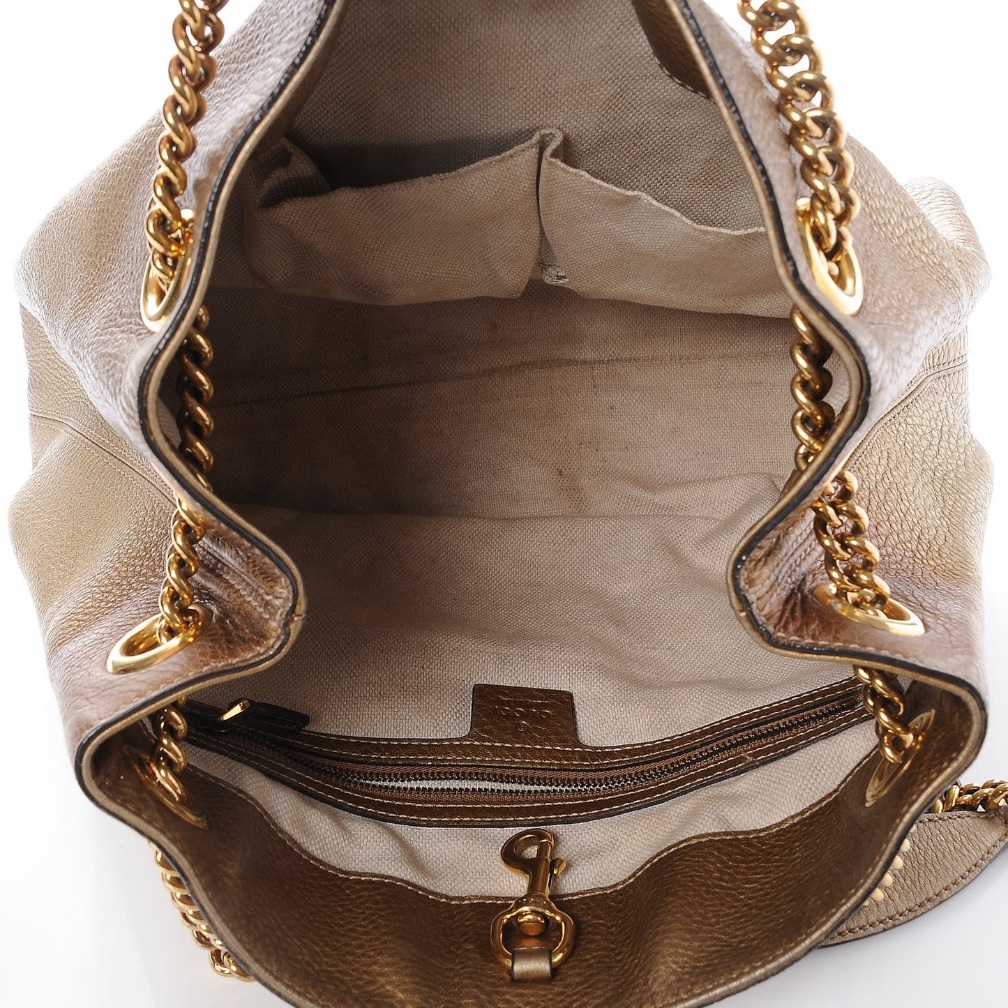 Metallic Pebbled Calfskin Medium Soho Chain Shoulder Bag Gold Ombre