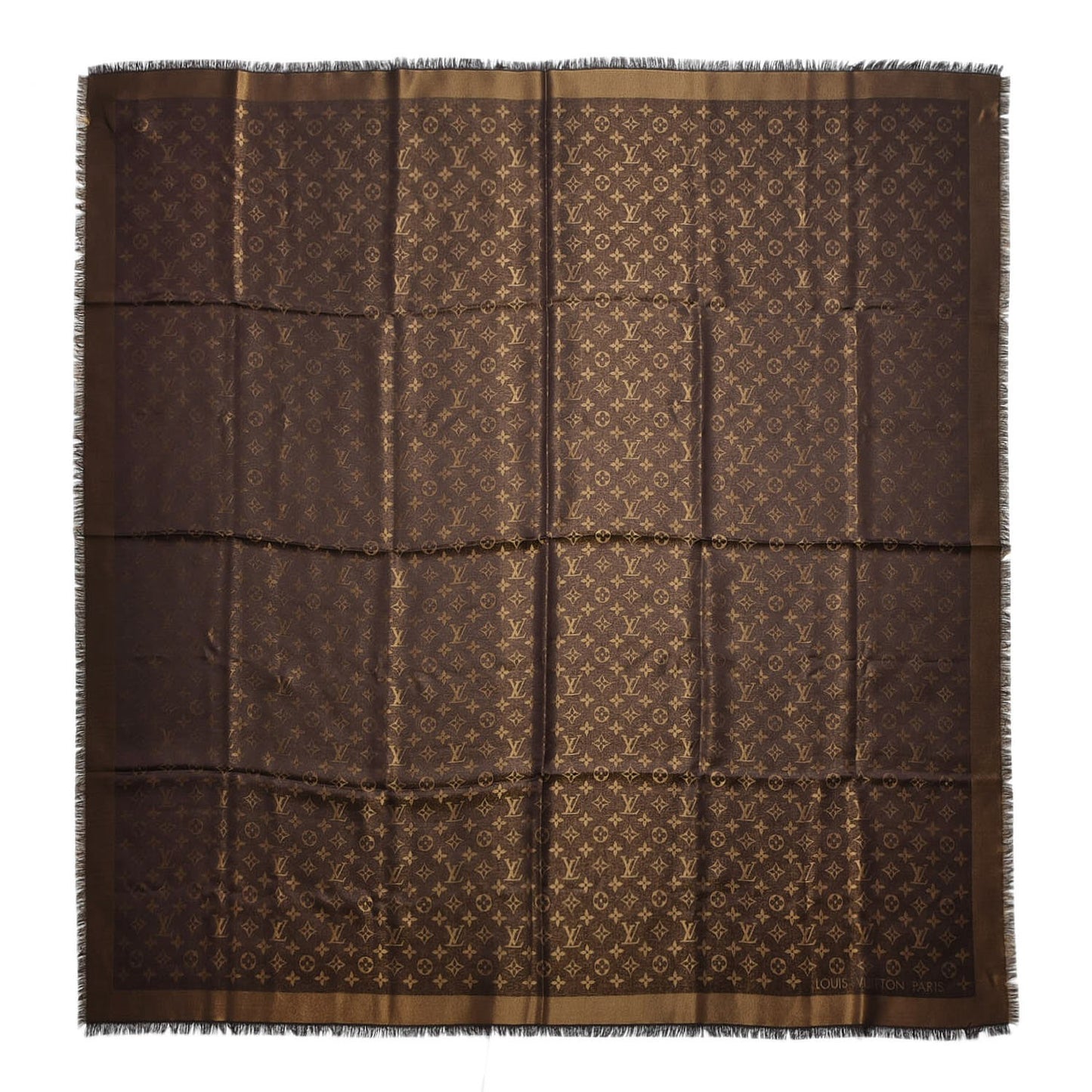 Silk Lurex Wool Monogram Shine Shawl Brown