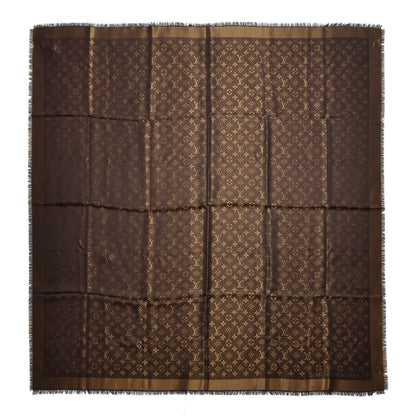 Louis Vuitton Silk Lurex Wool Monogram Shine Shawl Brown 1 of 4
