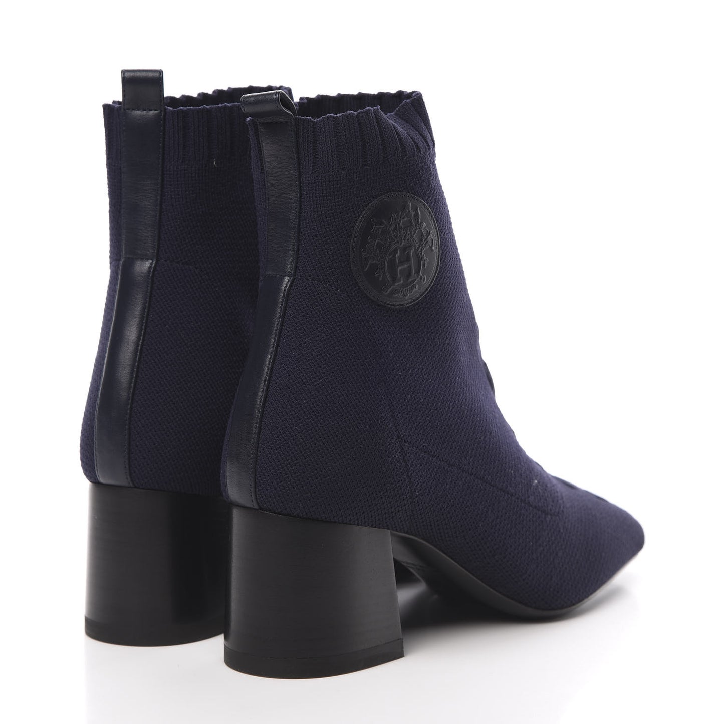 Knit Calfskin Volver Ankle Boots 36 Bleu Diplomatique