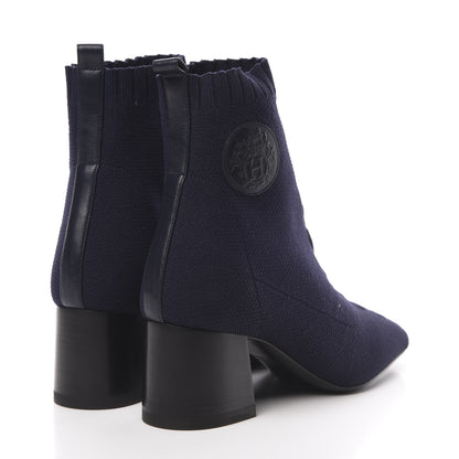 Hermes Knit Calfskin Volver Ankle Boots 36 Bleu Diplomatique 4 of 8