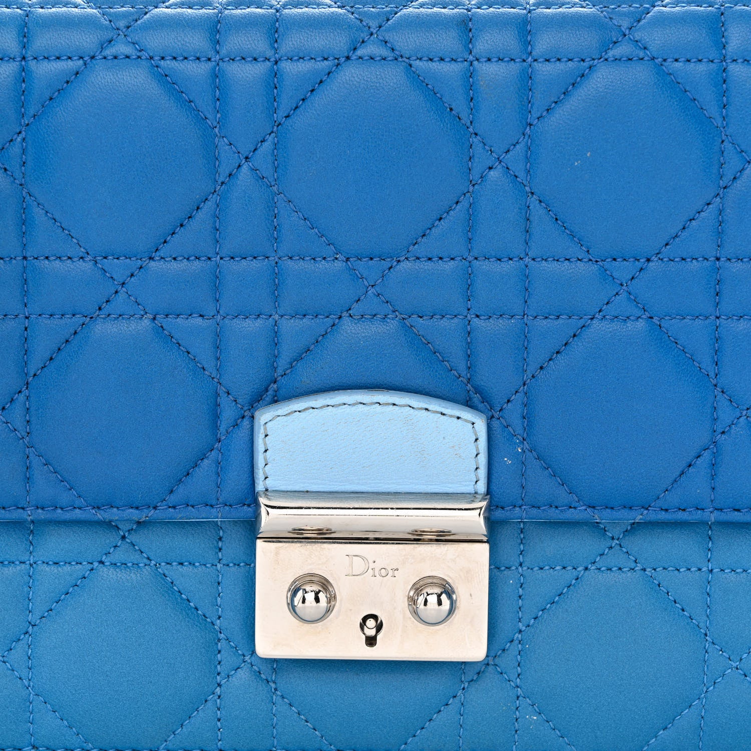 Christian Dior Lambskin Cannage Miss Dior Promenade Pouch Blue 9 of 12