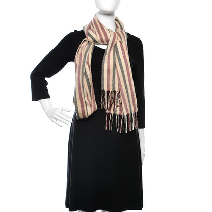 Burberry Cashmere Stripe Scarf Beige 2 of 4