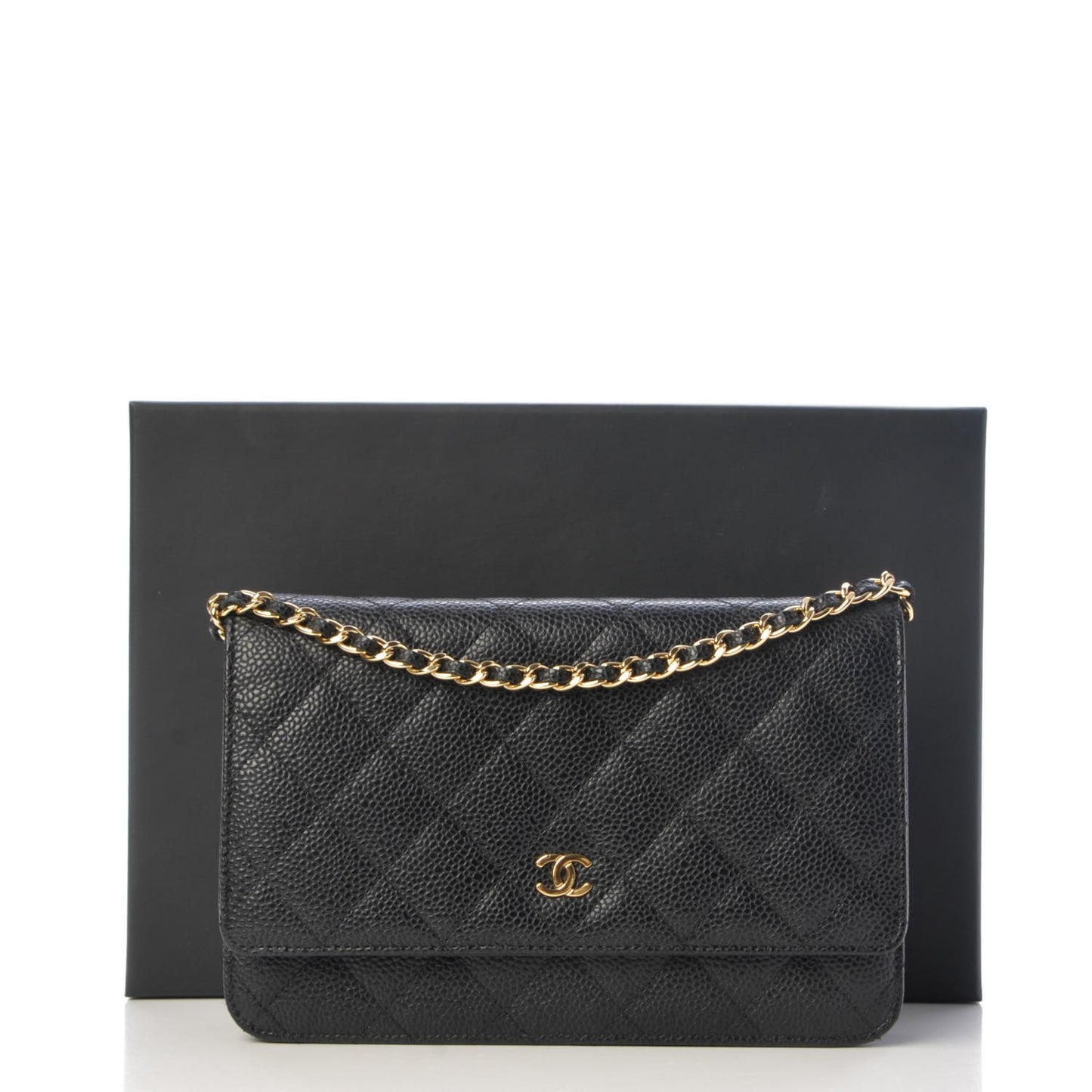Caviar Quilted Wallet On Chain WOC Black
