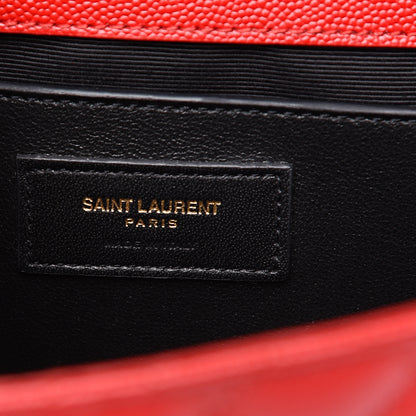 Saint Laurent Grain De Poudre Textured Mixed Matelasse Triquilt Medium Monogram Satchel New Red 5 of 8