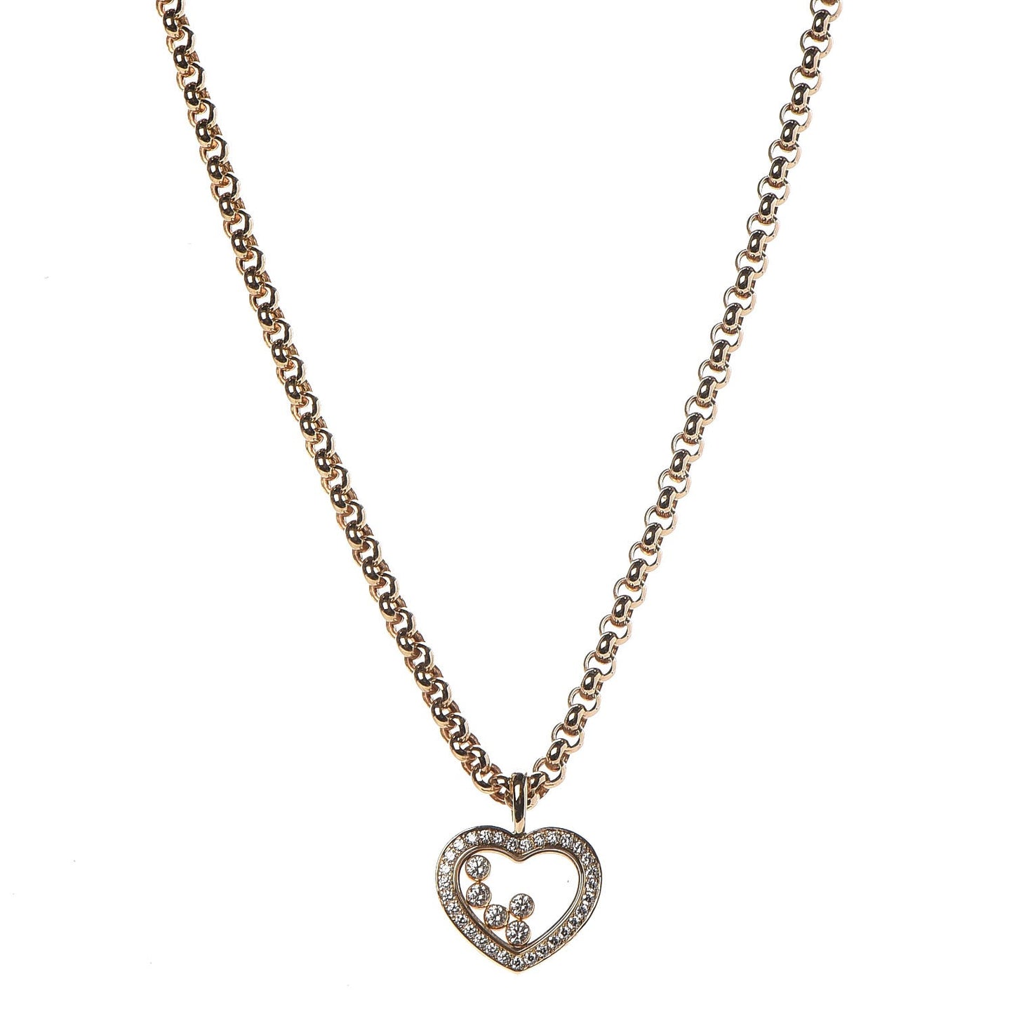 18K Yellow Gold Happy Diamonds Floating Heart Pendant Necklace