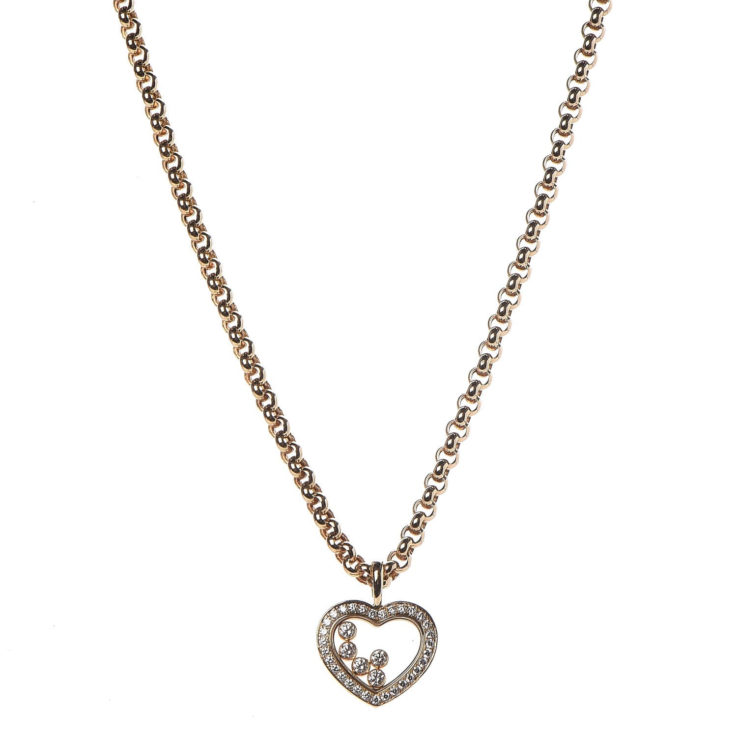 Chopard 18K Yellow Gold Happy Diamonds Floating Heart Pendant Necklace 1 of 7