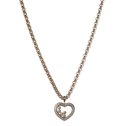 Chopard 18K Yellow Gold Happy Diamonds Floating Heart Pendant Necklace 1 of 7