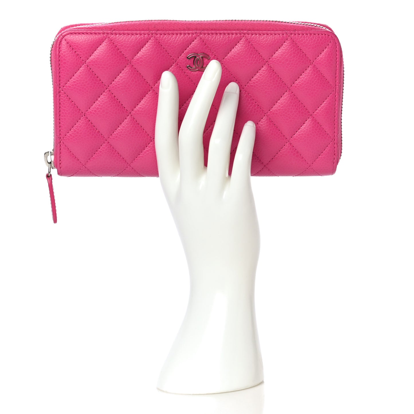 Caviar Quilted Large Gusset Zip Around Wallet Pink