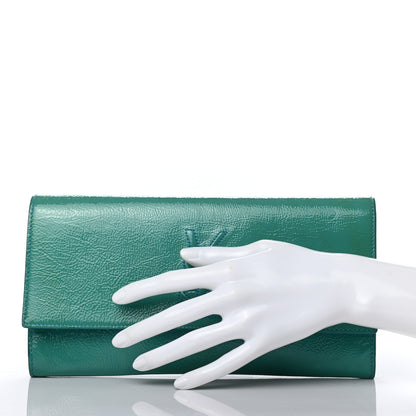 Saint Laurent Textured Patent Monogram Small Belle De Jour Clutch Turquoise 2 of 10