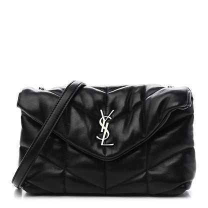 Saint Laurent Lambskin Quilted Toy Loulou Puffer Monogram Chain Satchel Black 1 of 8