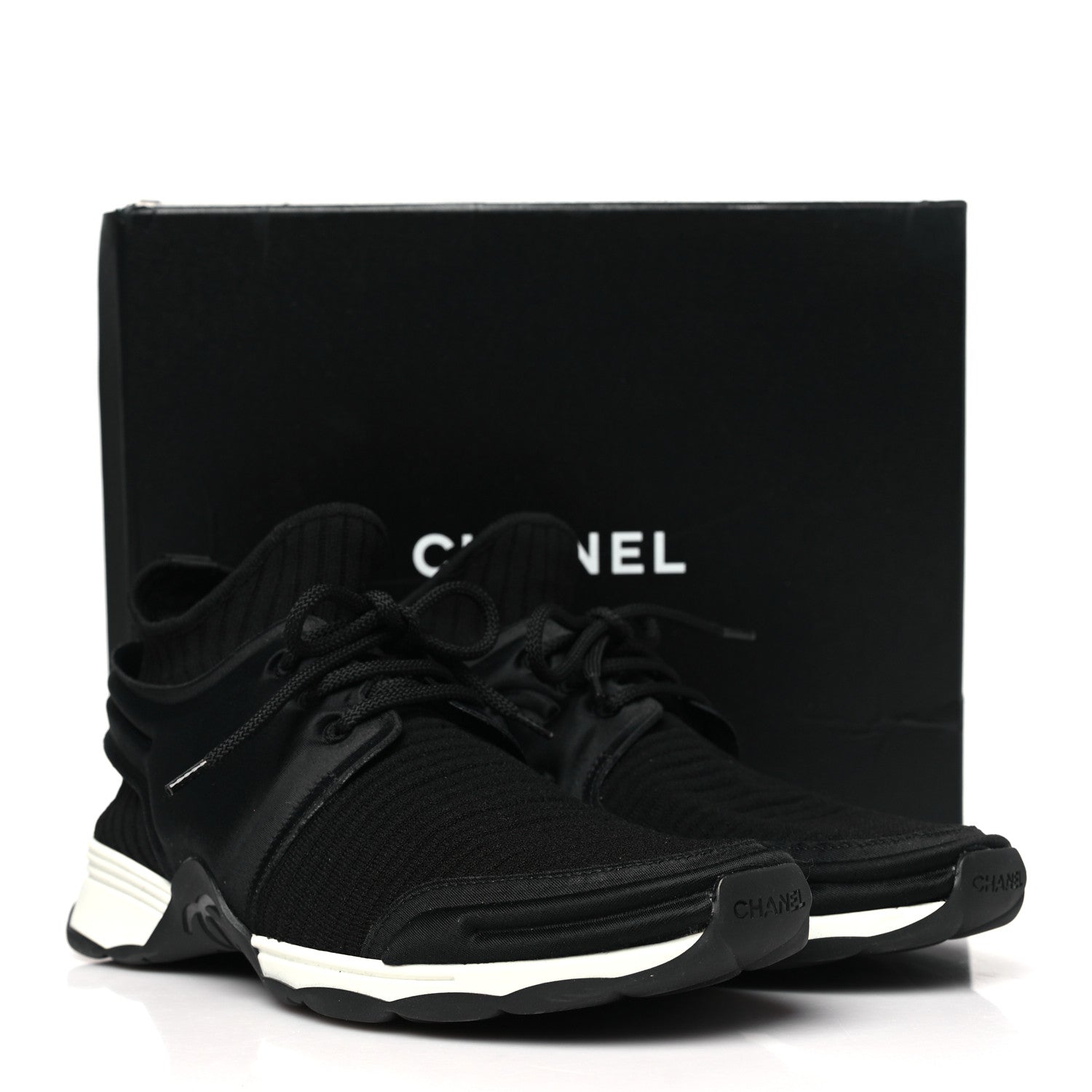 Chanel Stretch Fabric Womens CC Sneakers 40 Black 10 of 10