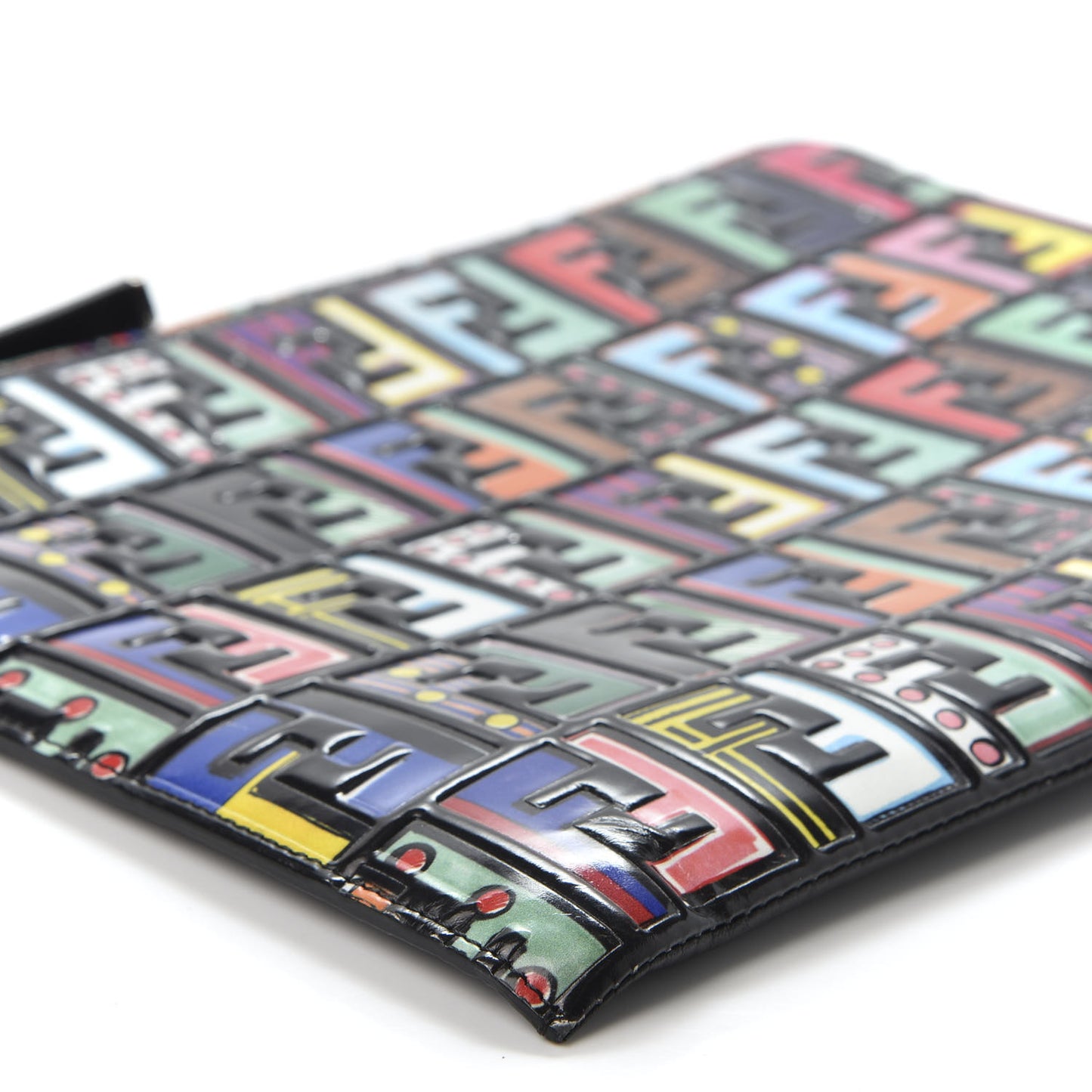 Vitello Dolce Fun Fair Embossed Zip Around Pouch Black Multicolor