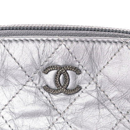 Chanel Metallic Aged Calfskin Quilted Palette Cosmetic Case Silver 14 of 15