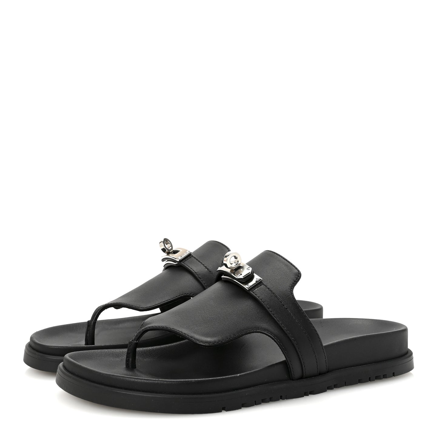 Calfskin Womens Empire Sandals 37.5 Black