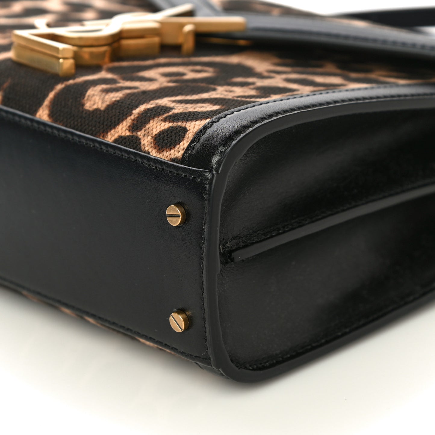 Canvas Leopard Print Mini Classic Monogram Cassandra Top Handle Black