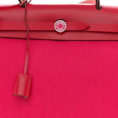Hermes Toile Militaire Vache Hunter Laque Herbag Zip Retourne 31 PM Rose Mexico Rouge Piment 10 of 13