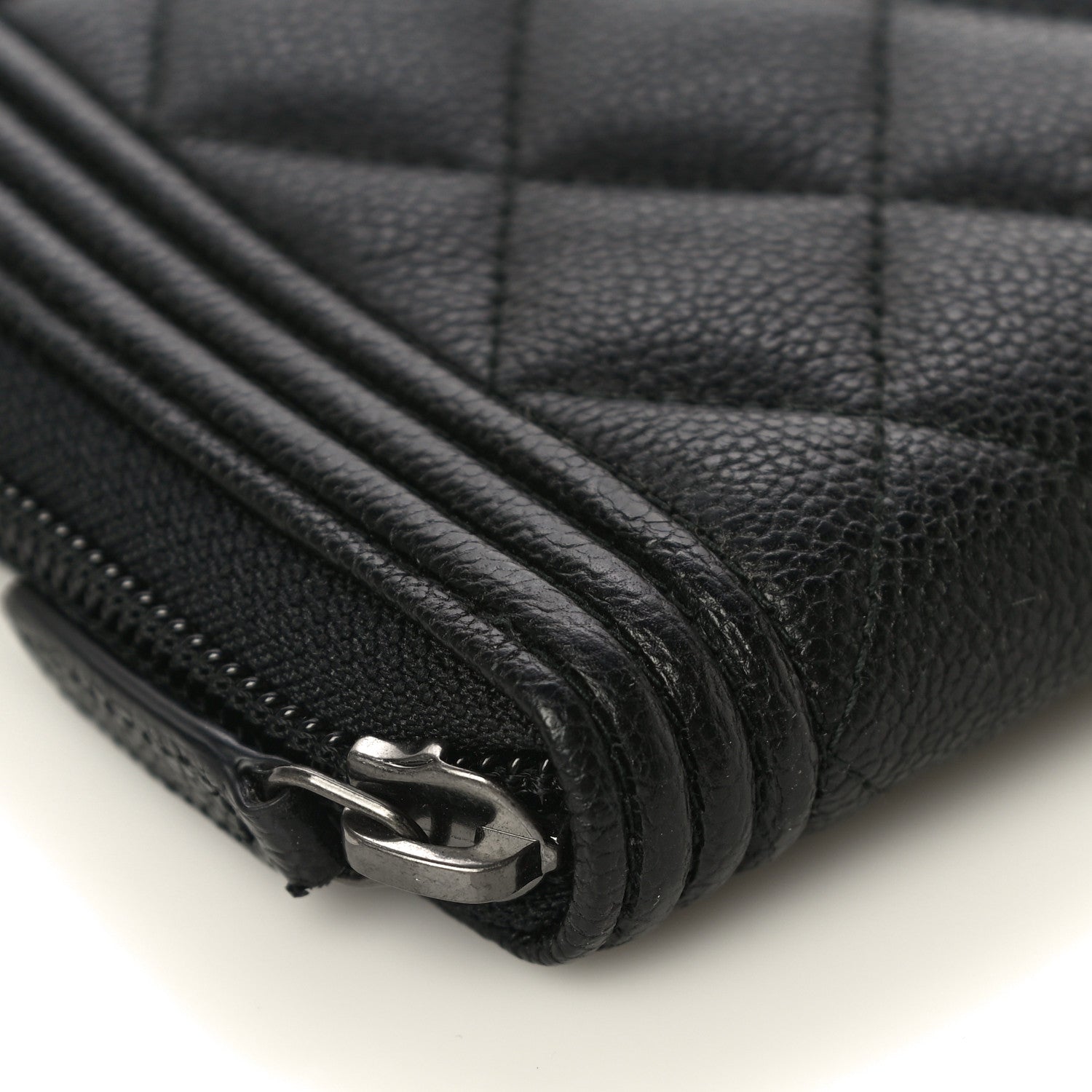 Chanel Caviar Quilted Boy Long Zip Around Wallet Black 10 of 11