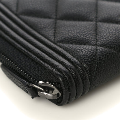 Chanel Caviar Quilted Boy Long Zip Around Wallet Black 10 of 11