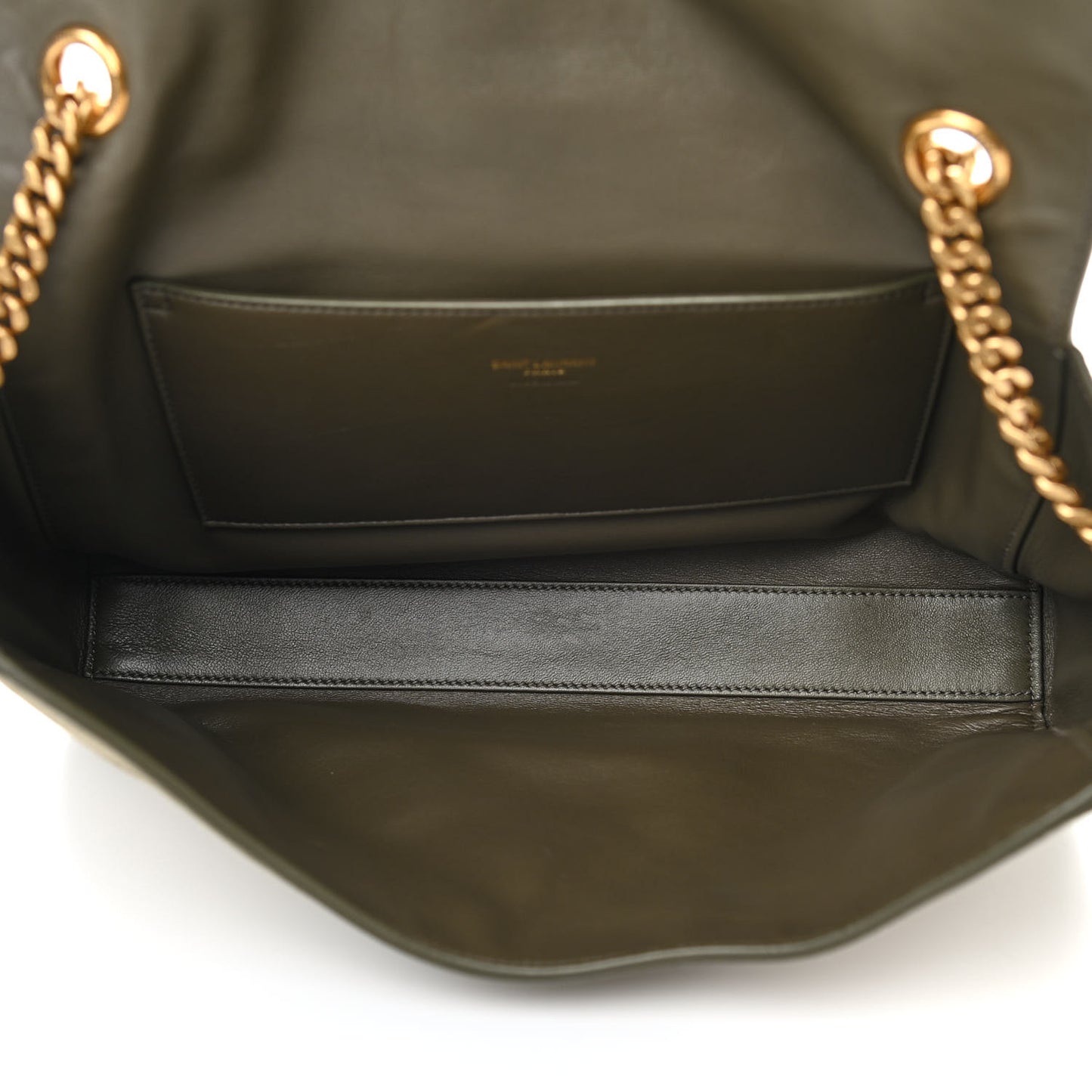 Suede Medium Reversible Monogram Kate Satchel Olive