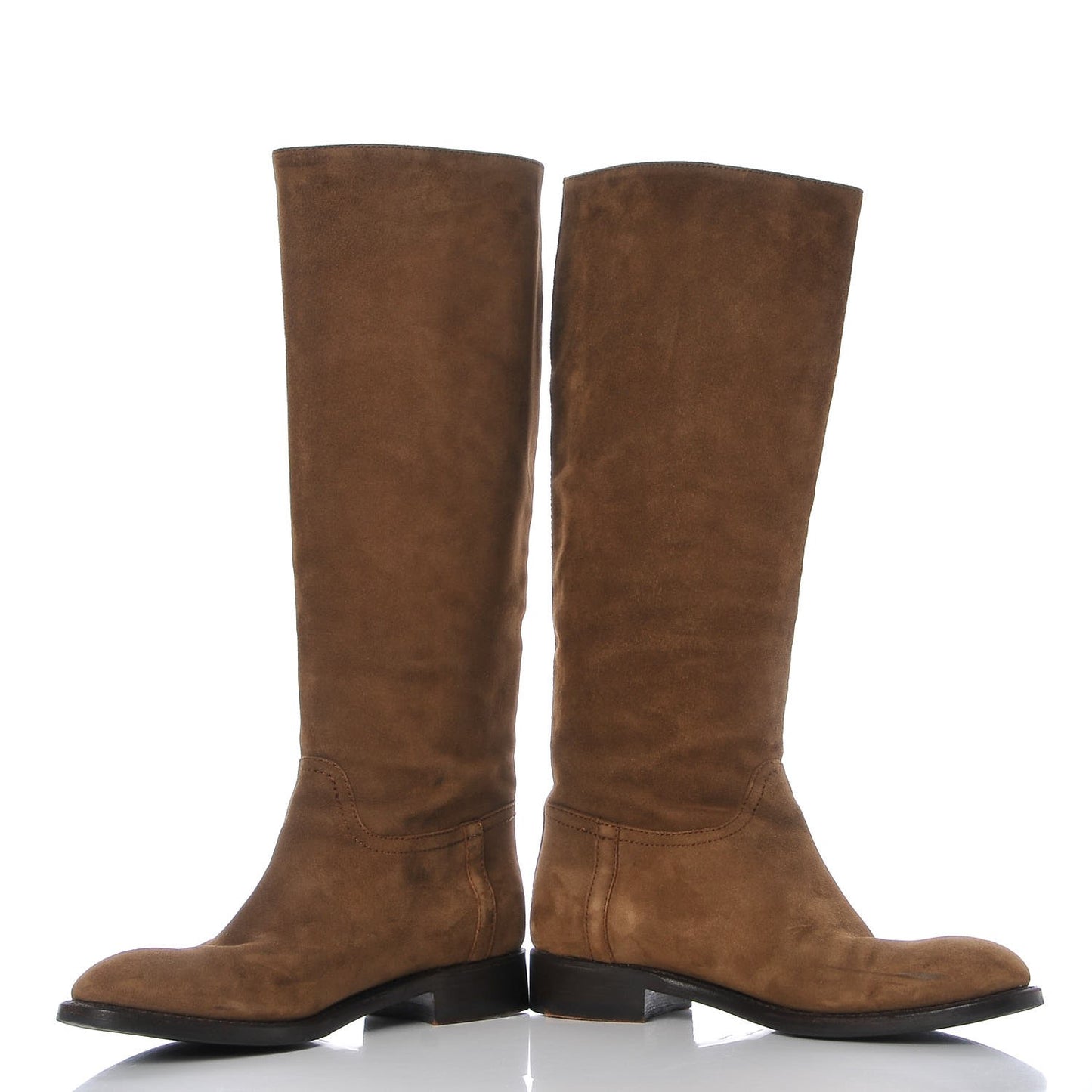 Suede Knee High Boots 36 Beige