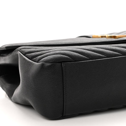 Saint Laurent Sheepskin Matelasse Chevron Monogram Large College Satchel Black 10 of 11