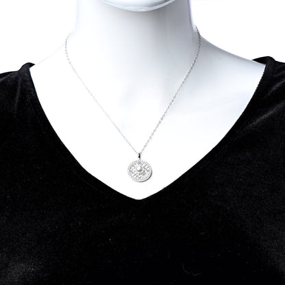 Mikimoto 18K White Gold Diamond Akoya Pearl 7mm Circle Pendant Necklace 2 of 6